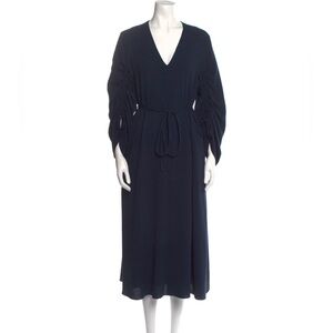 Tibi Navy Long Sleeve Dress with Tie Waist